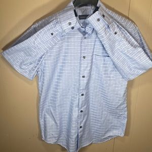 Kenneth Roberts Platinum Medium Blue/Black/White pattern Dress Shirt